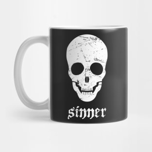 Sinner | Distressed Goth Skeleton Skull Mug